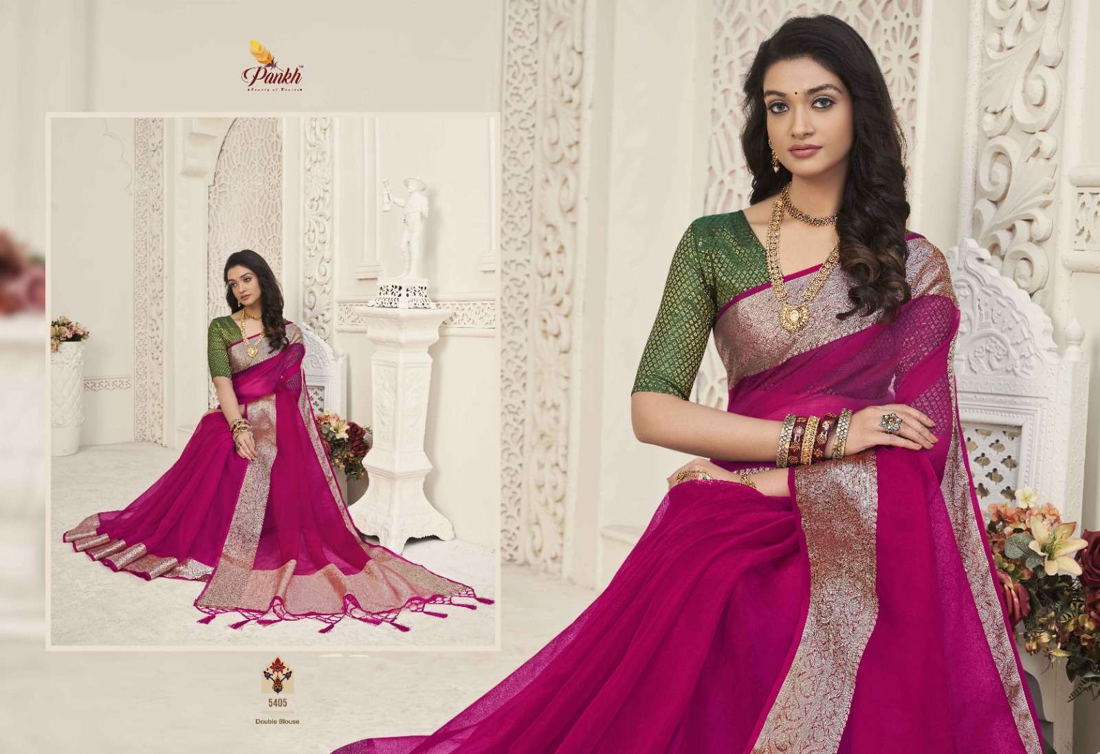 Pankh presents Zoya silk vol-1 organza sarees catalog wholesaler and exporters 
