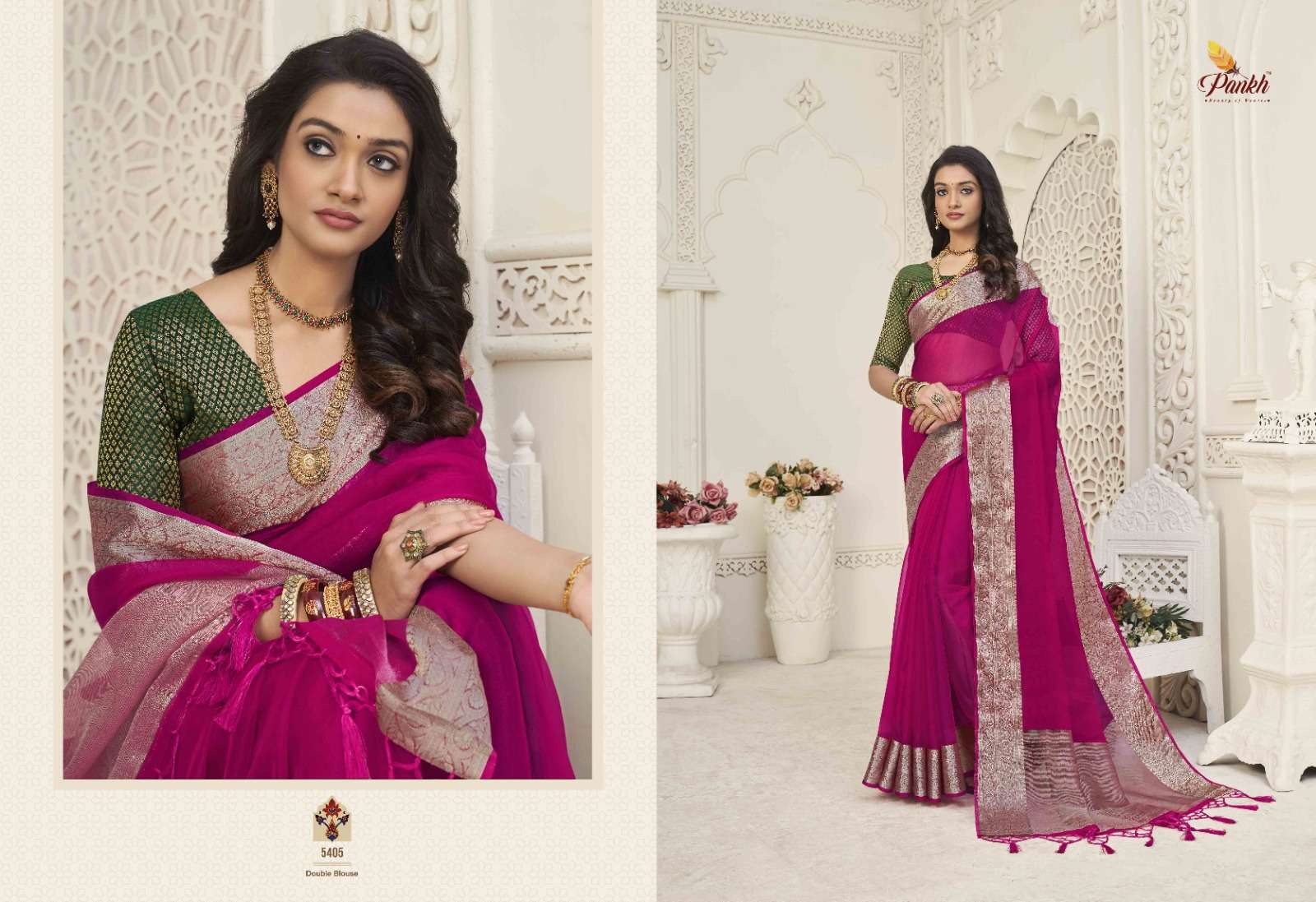 Pankh presents Zoya silk vol-1 organza sarees catalog wholesaler and exporters 