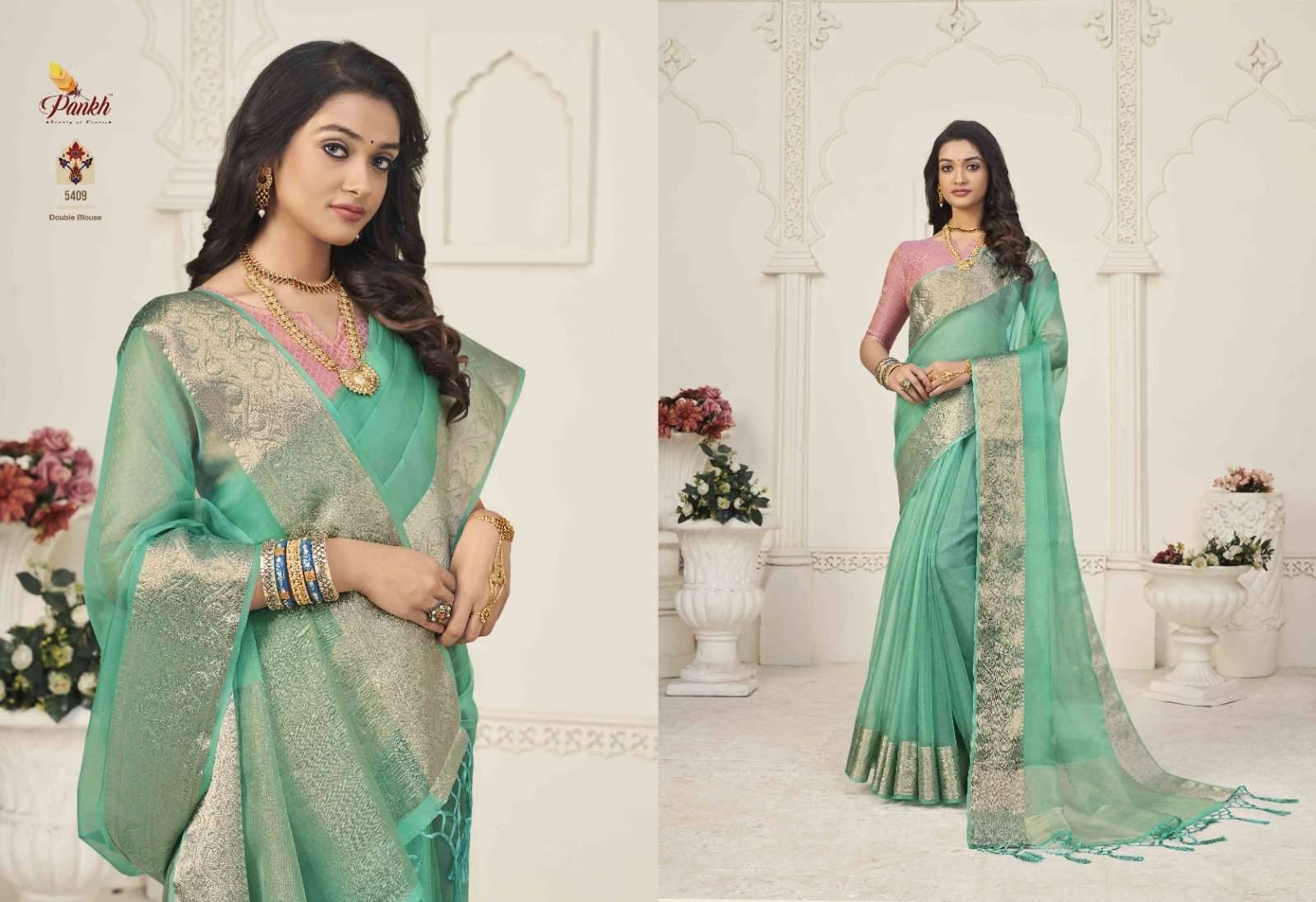Pankh presents Zoya silk vol-1 organza sarees catalog wholesaler and exporters 