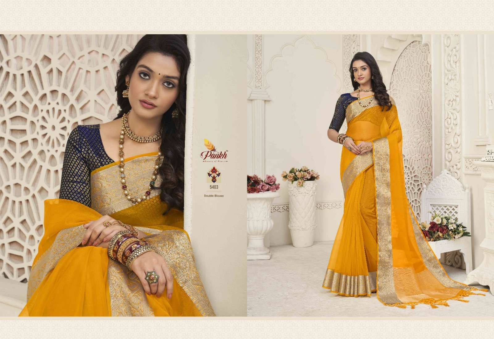 Pankh presents Zoya silk vol-1 organza sarees catalog wholesaler and exporters 