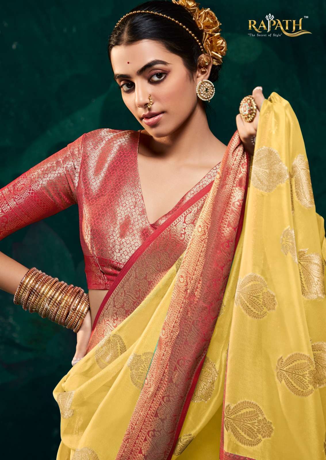 Rajpath presents Rani silk soft satin organza sarees catalog wholesaler 