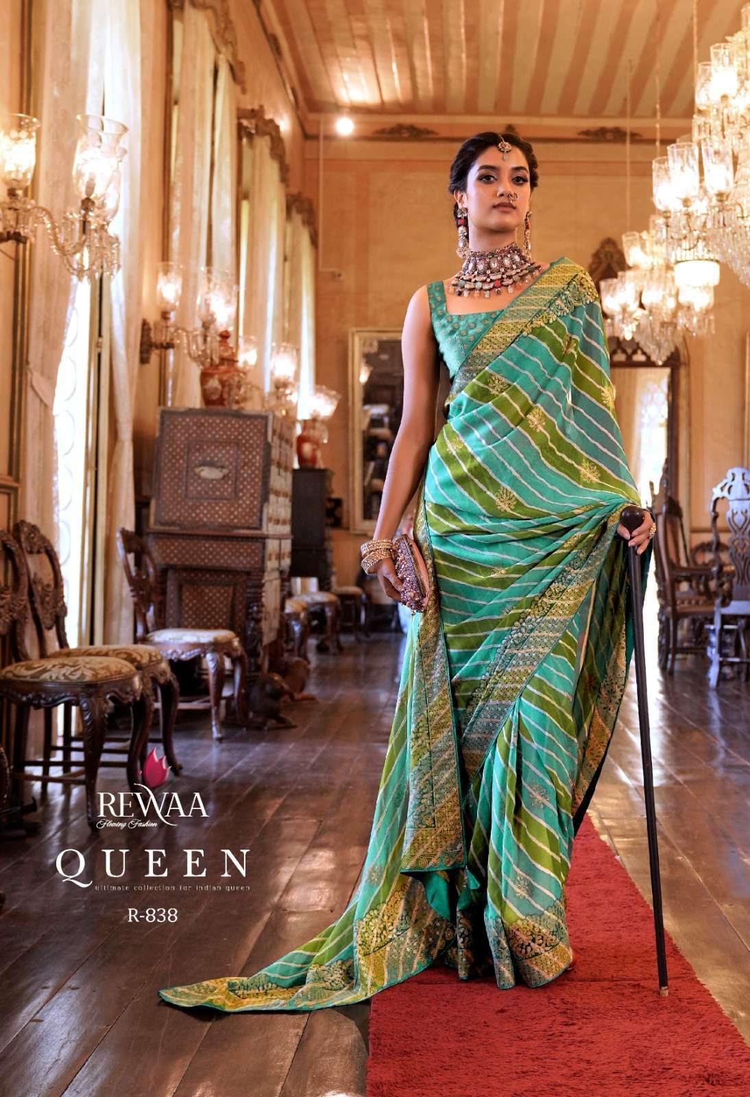 Rewaa presents Queen georgette designer work function wear sarees catalog wholesaler and exporters 