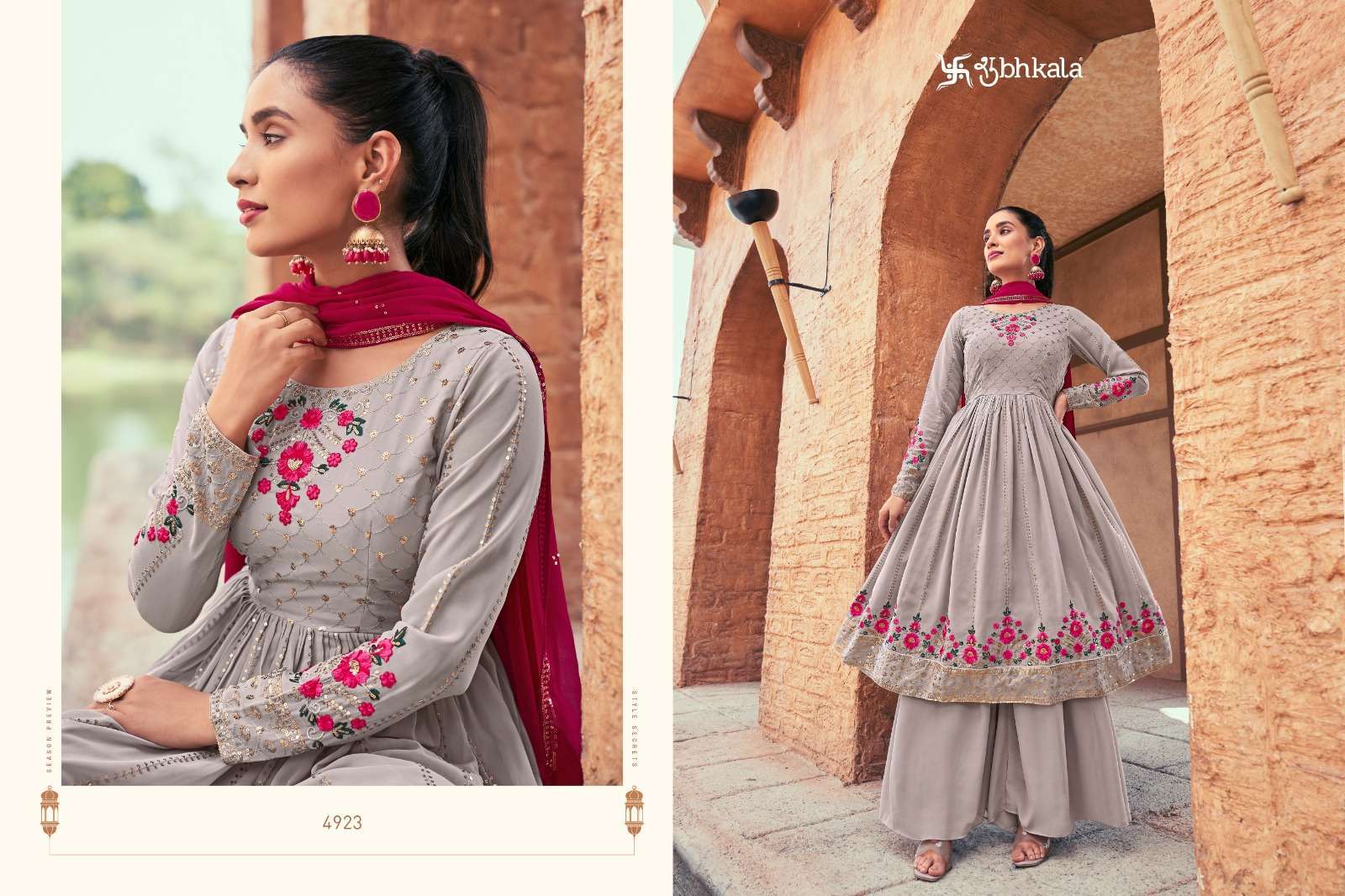 SHUBHKALA PRESENTS FLORY VOL-36 DESIGNER EXCLUSIVE EMBROIDERED SALWAR SUIT PALAZZO CATALOG WHOLESALER AND EXPORTER IN SURAT 
