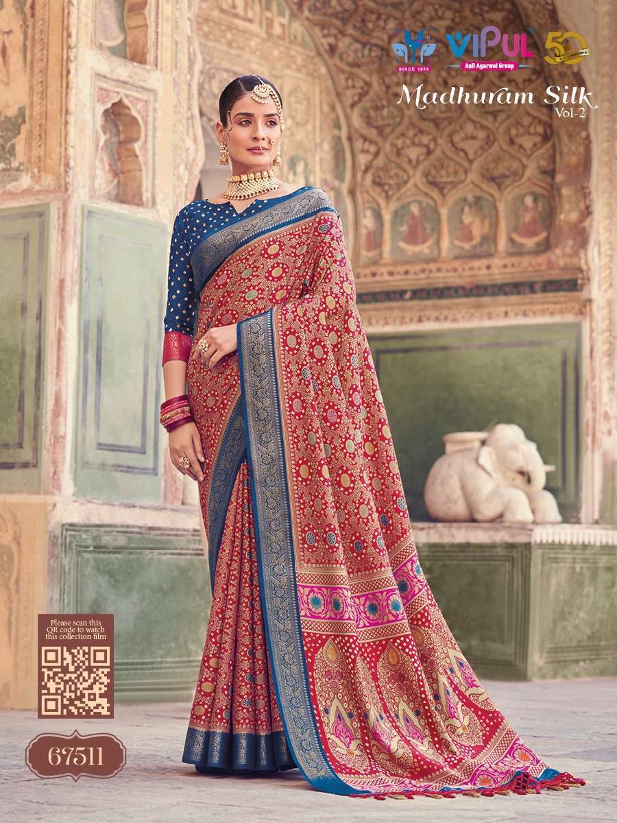 VIPUL FASHION PRESENTS MADHURAM SILK VOL-2 67500-67517 DESIGNER FUNCTION WEAR SAREES CATALOG WHOLESALER AND EXPORTER IN SURAT 