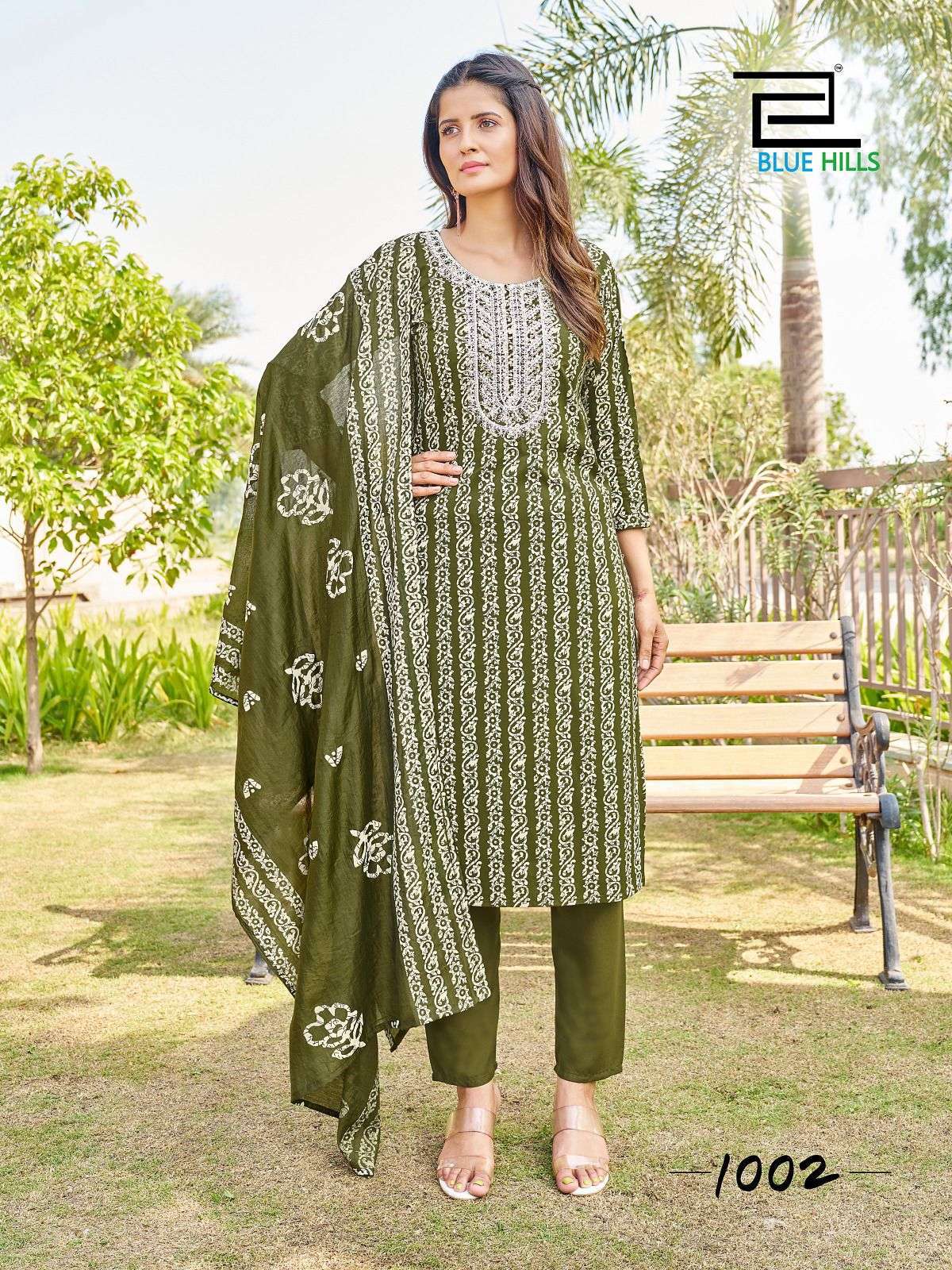 BLUE HILLS PRESENTS TRENDING MOVE DESIGNER BATIK PRINT KURTI WITH PANT AND DUPATTA CATALOG WHOLESALER AND EXPORTER IN SURAT 