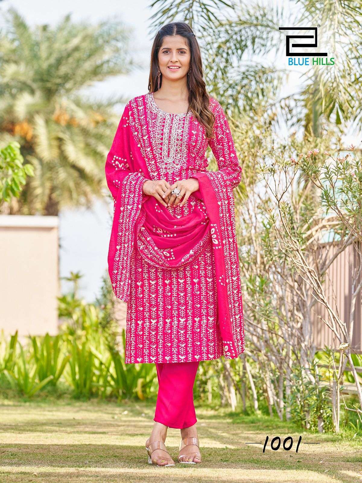 BLUE HILLS PRESENTS TRENDING MOVE DESIGNER BATIK PRINT KURTI WITH PANT AND DUPATTA CATALOG WHOLESALER AND EXPORTER IN SURAT 