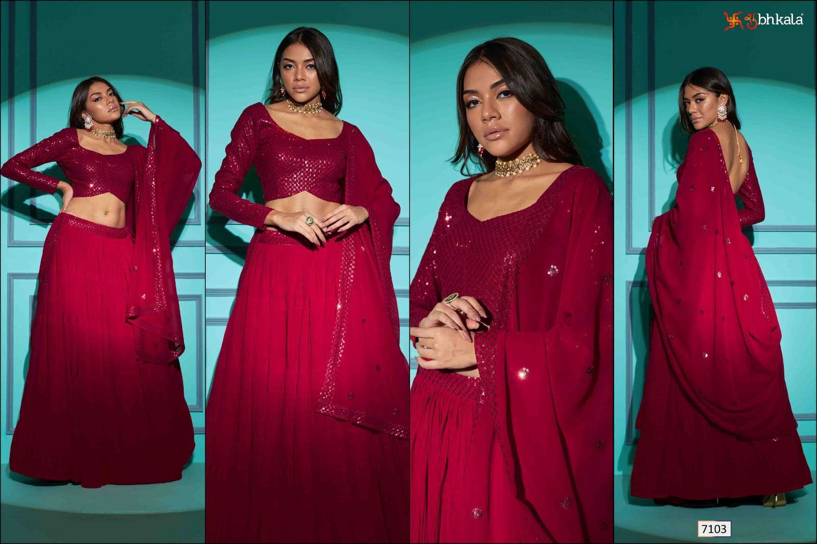 SHUBHKALA PRESENTS SHUBHKALA VOL-14 NEW EXCLUSIVE REGULAR & PLUS SIZE SEMI-STITCHED LEHENGA CHOLI WITH DUPATTA CATALOG WHOLESALER AND EXPORTER IN SURAT 