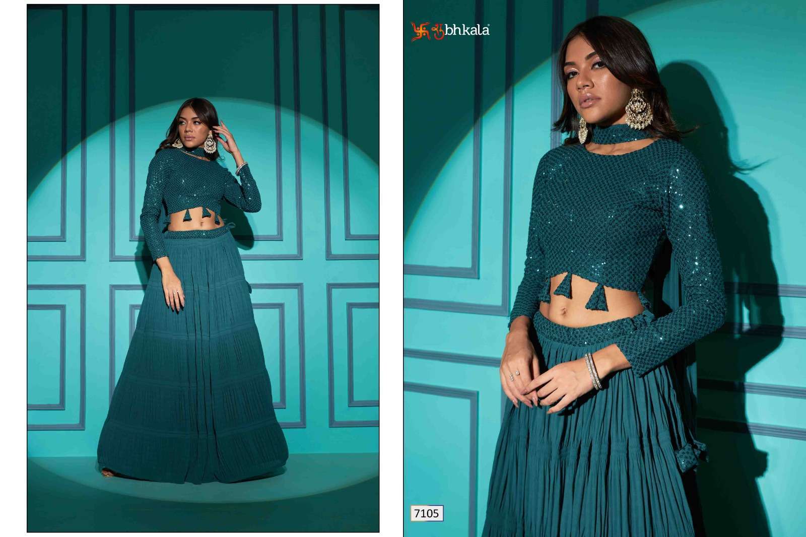 SHUBHKALA PRESENTS SHUBHKALA VOL-14 NEW EXCLUSIVE REGULAR & PLUS SIZE SEMI-STITCHED LEHENGA CHOLI WITH DUPATTA CATALOG WHOLESALER AND EXPORTER IN SURAT 