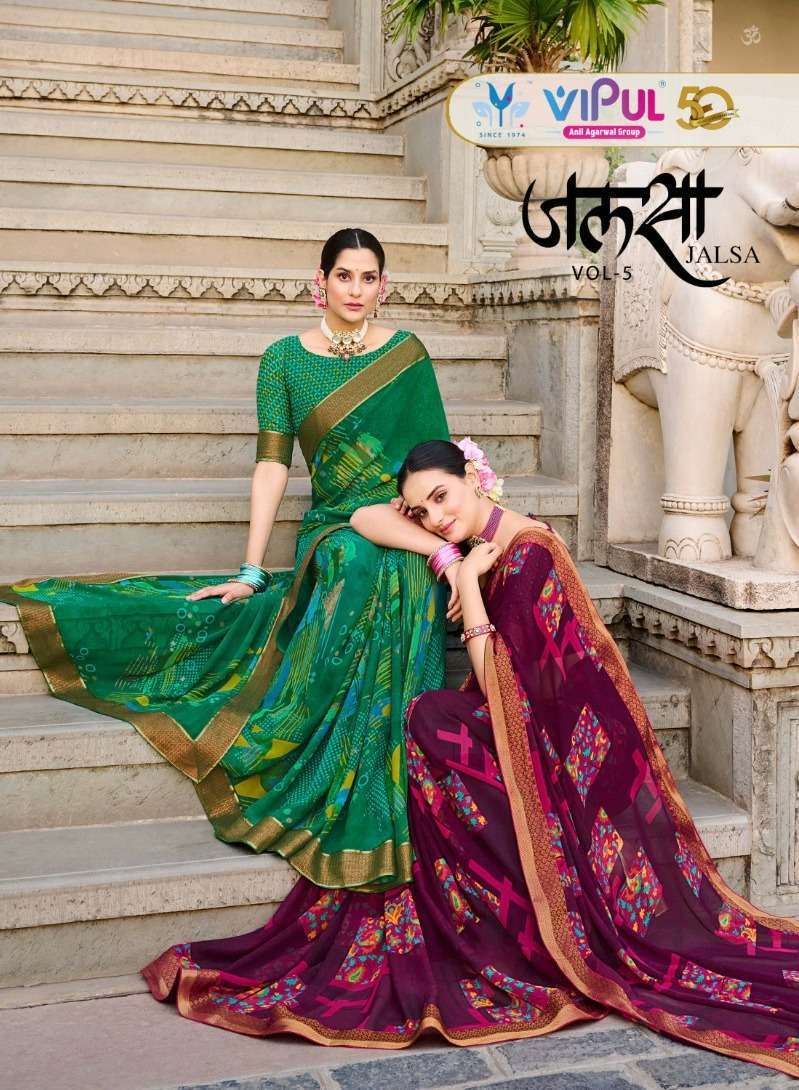  VIPUL FASHION PRESENTS JALSA VOL-5 ADORABLE PRINTED SAREE WITH BORDER WHOLESALER AND EXPORTER IN SURAT 