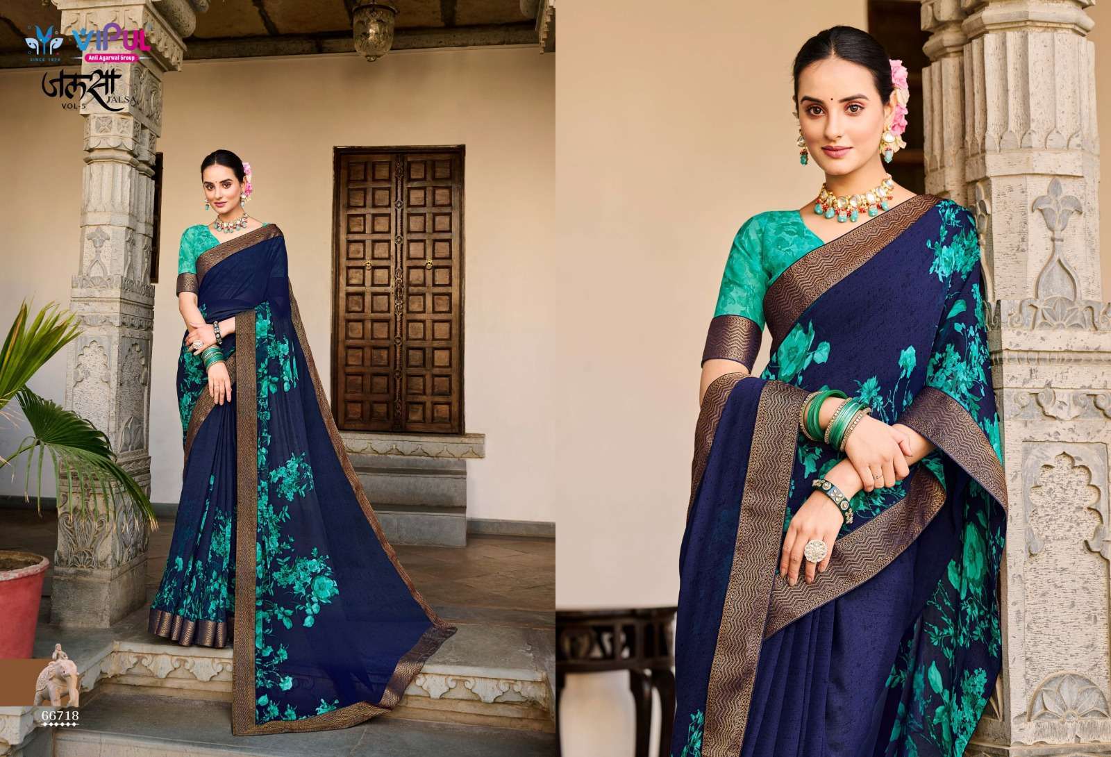  VIPUL FASHION PRESENTS JALSA VOL-5 ADORABLE PRINTED SAREE WITH BORDER WHOLESALER AND EXPORTER IN SURAT 