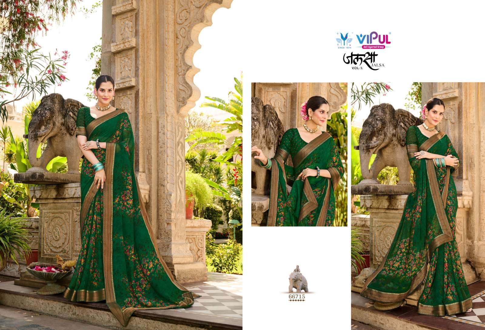  VIPUL FASHION PRESENTS JALSA VOL-5 ADORABLE PRINTED SAREE WITH BORDER WHOLESALER AND EXPORTER IN SURAT 