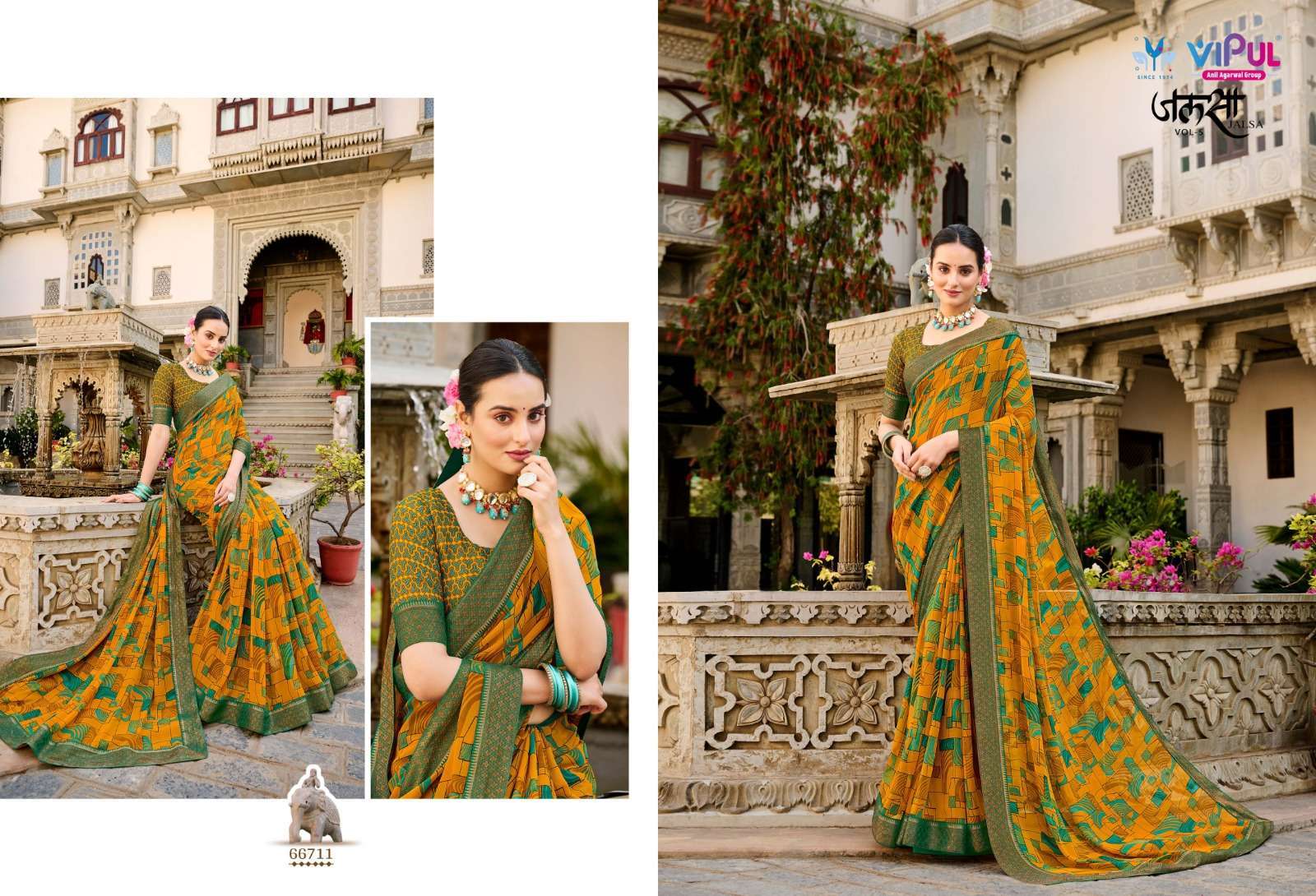  VIPUL FASHION PRESENTS JALSA VOL-5 ADORABLE PRINTED SAREE WITH BORDER WHOLESALER AND EXPORTER IN SURAT 