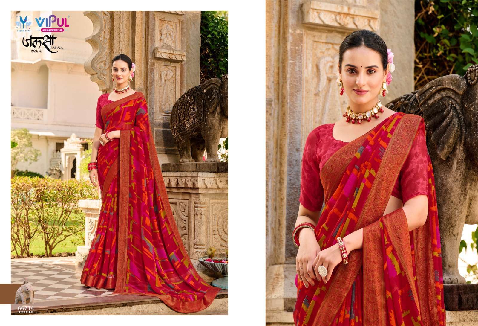  VIPUL FASHION PRESENTS JALSA VOL-5 ADORABLE PRINTED SAREE WITH BORDER WHOLESALER AND EXPORTER IN SURAT 