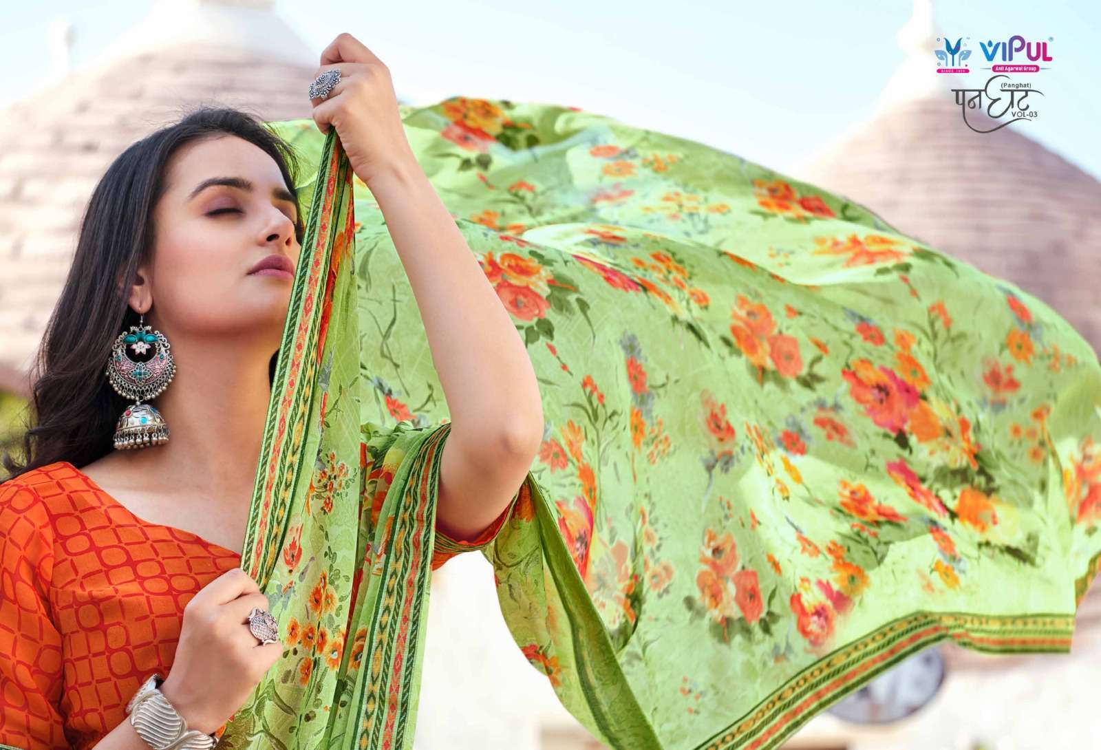VIPUL FASHION PRESENTS PANGHAT VOL-3 BEAUTIFUL FLORAL PRINTED SAREES CATALOG  WHOLESALER AND EXPORTER IN SURAT 