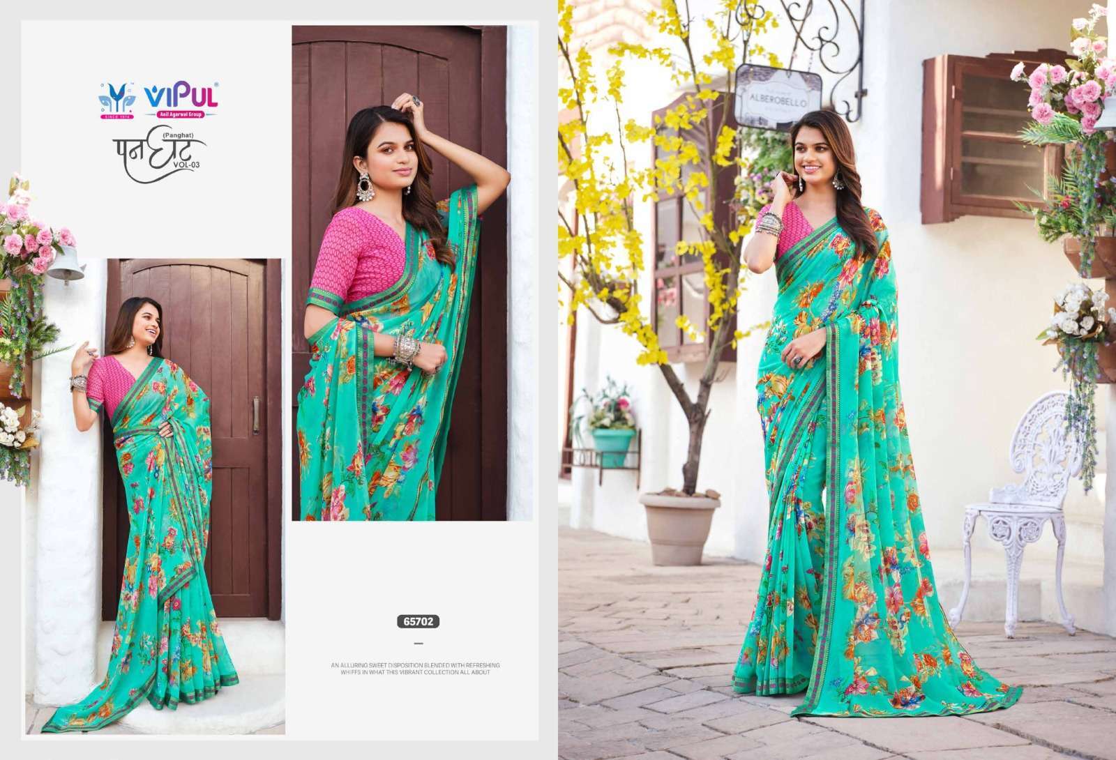 VIPUL FASHION PRESENTS PANGHAT VOL-3 BEAUTIFUL FLORAL PRINTED SAREES CATALOG  WHOLESALER AND EXPORTER IN SURAT 