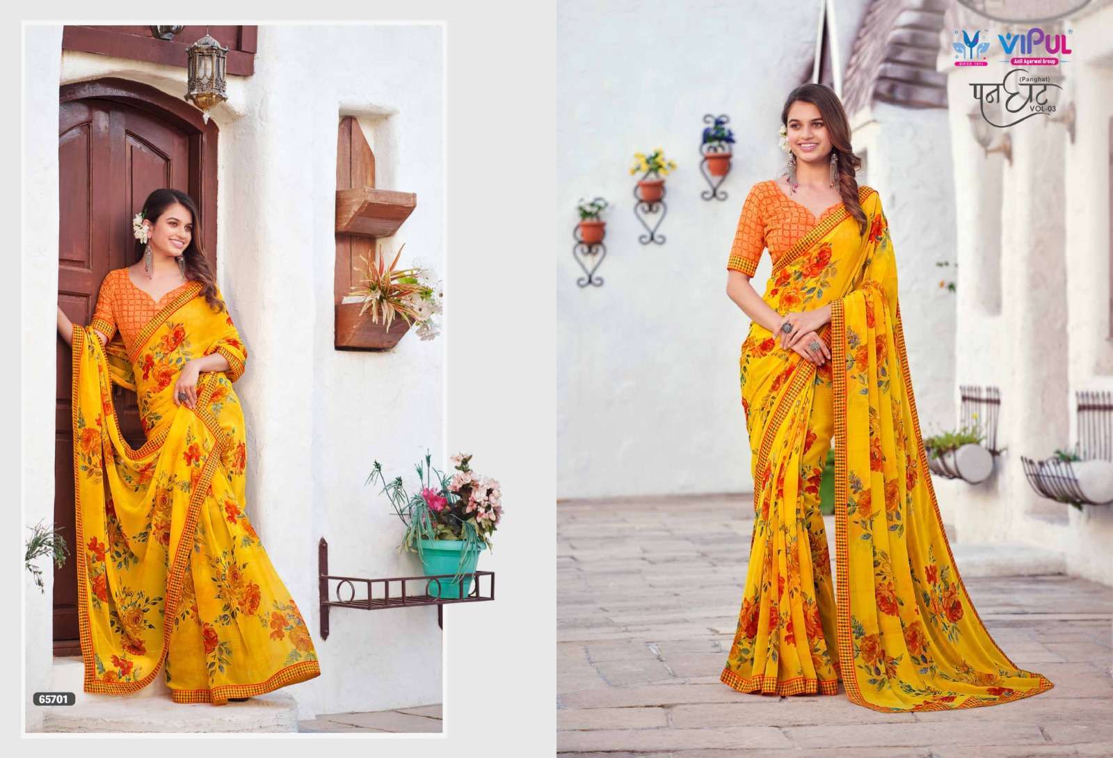 VIPUL FASHION PRESENTS PANGHAT VOL-3 BEAUTIFUL FLORAL PRINTED SAREES CATALOG  WHOLESALER AND EXPORTER IN SURAT 