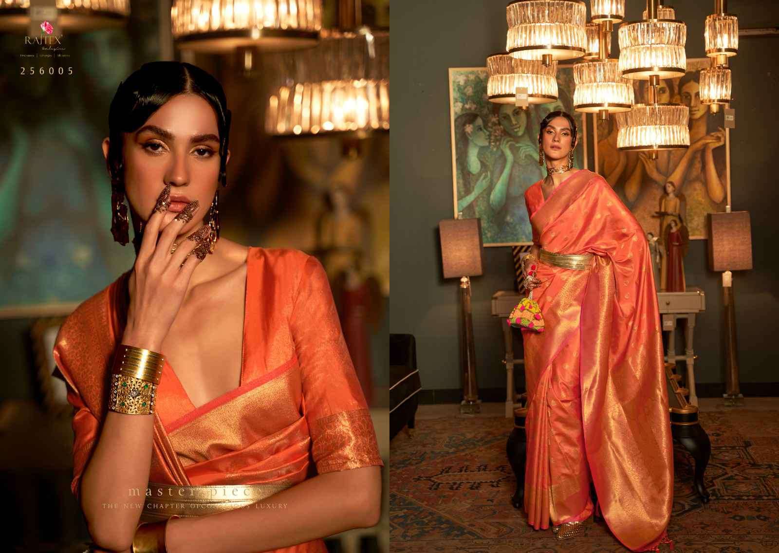 Rajtex Presents Karnaaz Silk 256001 To 256007 Fancy Weaving Festive Collection Saree Catalog Wholesaler and Exporter In Surat