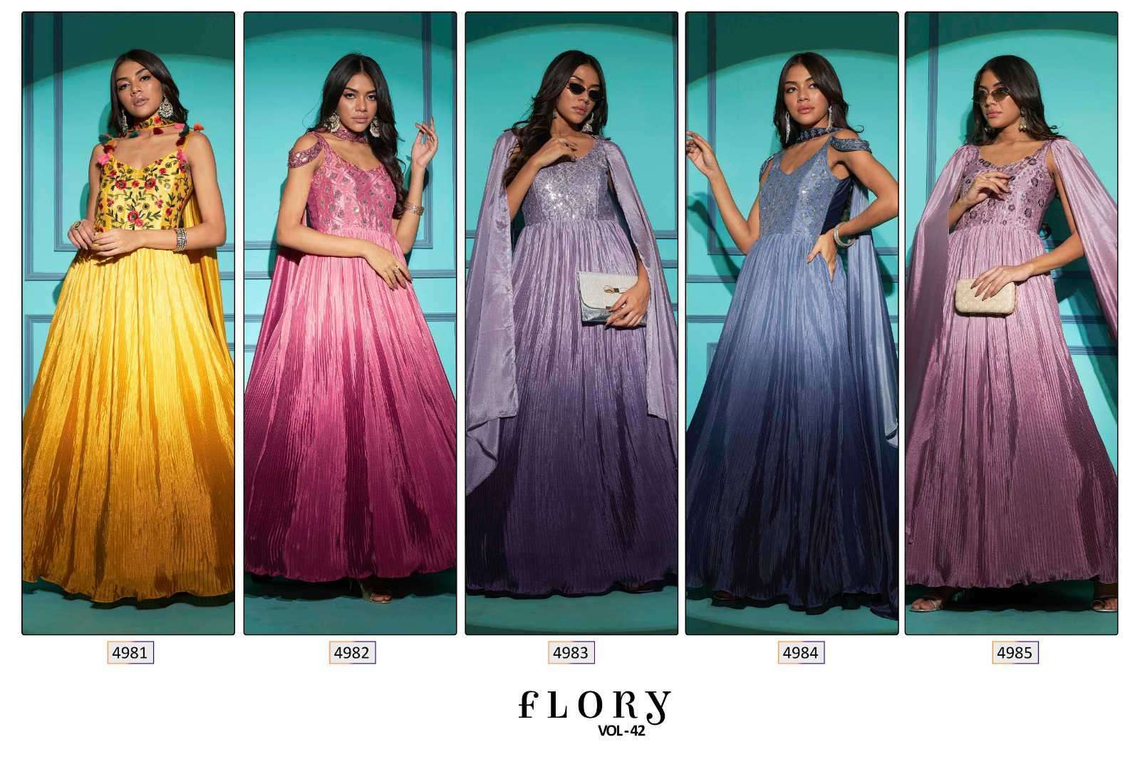 Shubhkala Presents Flory Vol-42 Designer Weeding Wear Gown Catalog Wholesaler And Exporter In Surat 