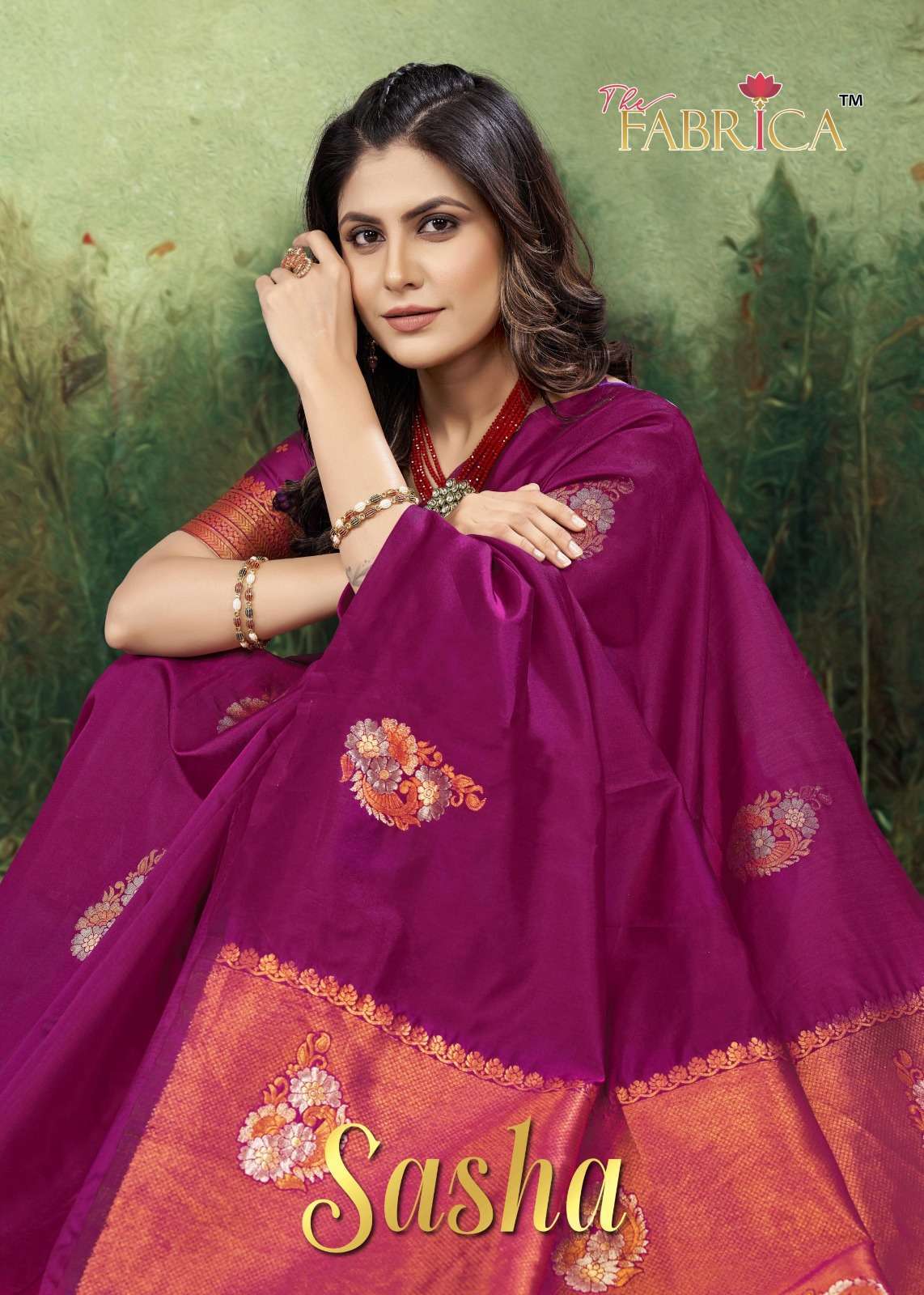 THE FABRICA PRESENT SASHA 40001-40010 SERIES FESTIVE WEAR SOFT LICHI SILK SAREES CATALOG WHOLESALER AND EXPORTER IN SURAT 