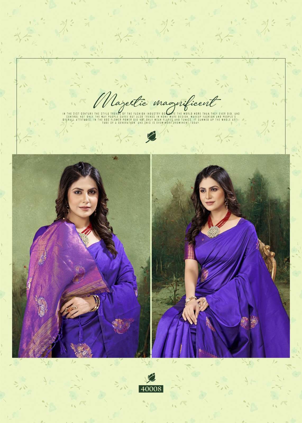 THE FABRICA PRESENT SASHA 40001-40010 SERIES FESTIVE WEAR SOFT LICHI SILK SAREES CATALOG WHOLESALER AND EXPORTER IN SURAT 