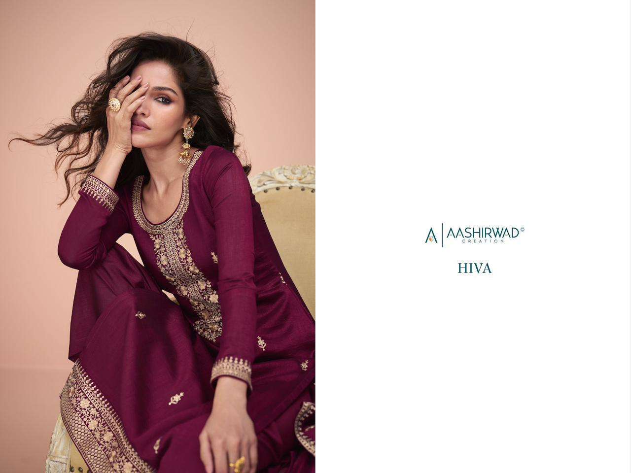 AASHIRWAD CREATION PRESENTS GULKAND HIVA FUNCTION WEAR UNSTITCH COLLECTION 3 PEICE SALWAR SUIT CATALOG WHOLESALER AND EXPORTER IN SURAT 