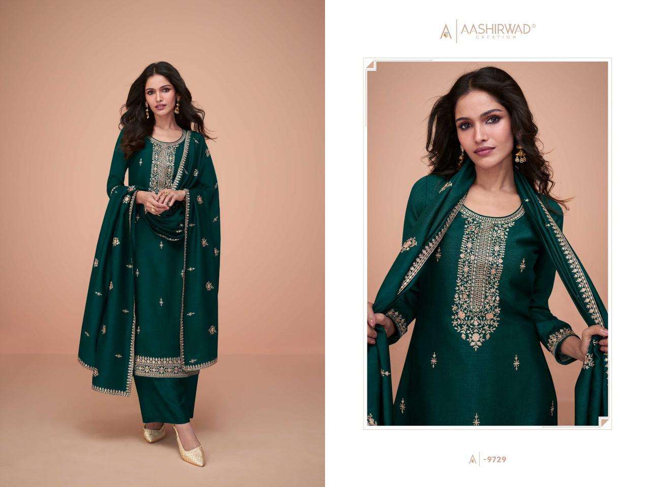 AASHIRWAD CREATION PRESENTS GULKAND HIVA FUNCTION WEAR UNSTITCH COLLECTION 3 PEICE SALWAR SUIT CATALOG WHOLESALER AND EXPORTER IN SURAT 