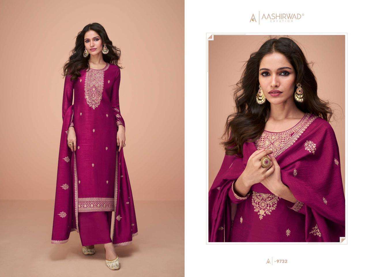 AASHIRWAD CREATION PRESENTS GULKAND HIVA FUNCTION WEAR UNSTITCH COLLECTION 3 PEICE SALWAR SUIT CATALOG WHOLESALER AND EXPORTER IN SURAT 