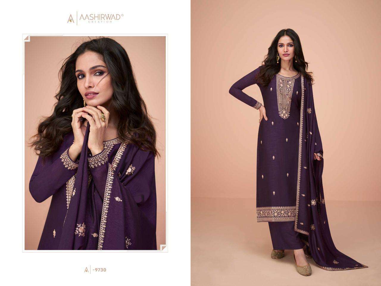 AASHIRWAD CREATION PRESENTS GULKAND HIVA FUNCTION WEAR UNSTITCH COLLECTION 3 PEICE SALWAR SUIT CATALOG WHOLESALER AND EXPORTER IN SURAT 