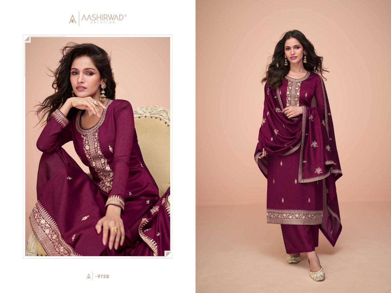 AASHIRWAD CREATION PRESENTS GULKAND HIVA FUNCTION WEAR UNSTITCH COLLECTION 3 PEICE SALWAR SUIT CATALOG WHOLESALER AND EXPORTER IN SURAT 