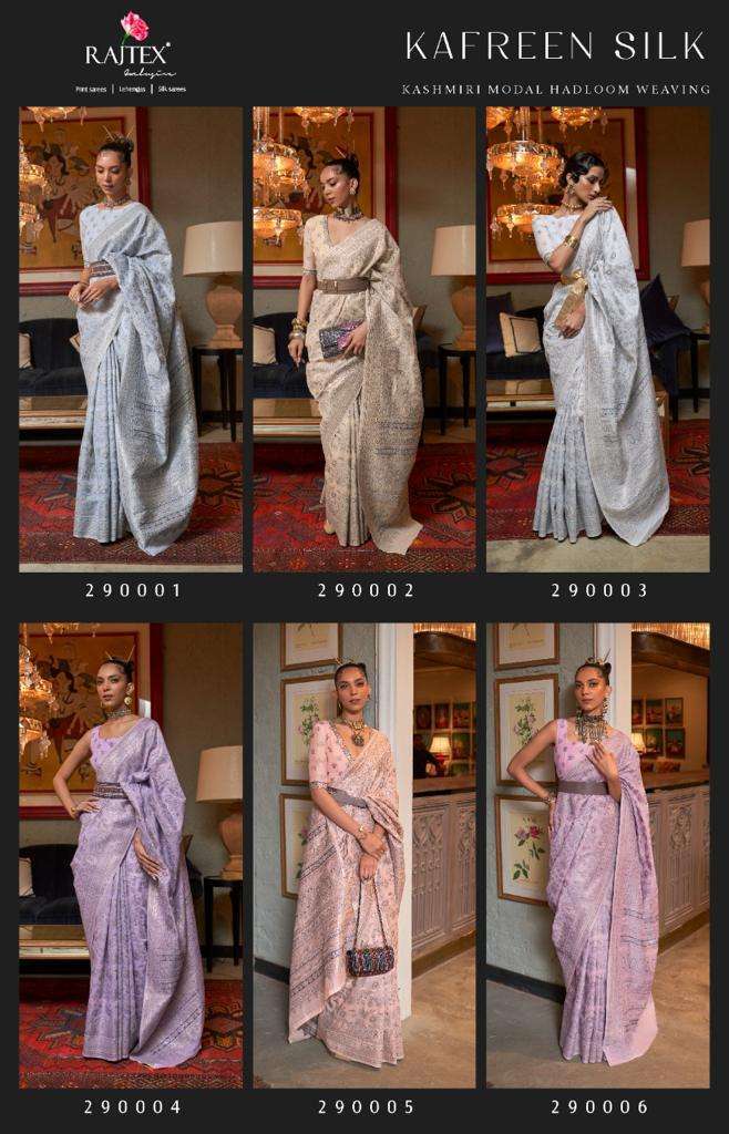 RAJTEX PRESENT KAFREEN SILK 290000 SERIES KASHMIRI MODAL HANDLOOM WEAVING SAREES CATALOG WHOLESALER AND EXPORTER IN SURAT 