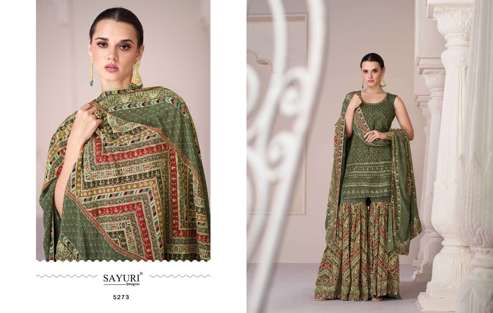 SAYURI DESIGNER PRESENTS SHARARA READYMADE FANCY 3 PEICE SALWAR SUIT CATALOG WHOLESALER AND EXPORTER IN SURAT 