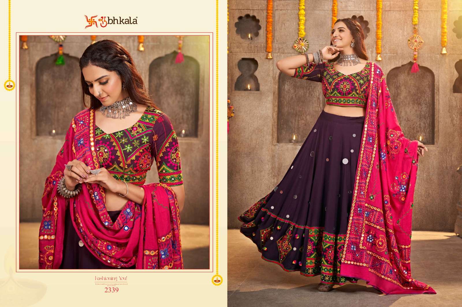 SHUBHKALA PRESENTS RAAS VOL-7 DESIGNER NAVRATRI COLECTION LEHNGHA CHOLI CATALOG WHOLESALER AND EXPORTER IN SURAT 