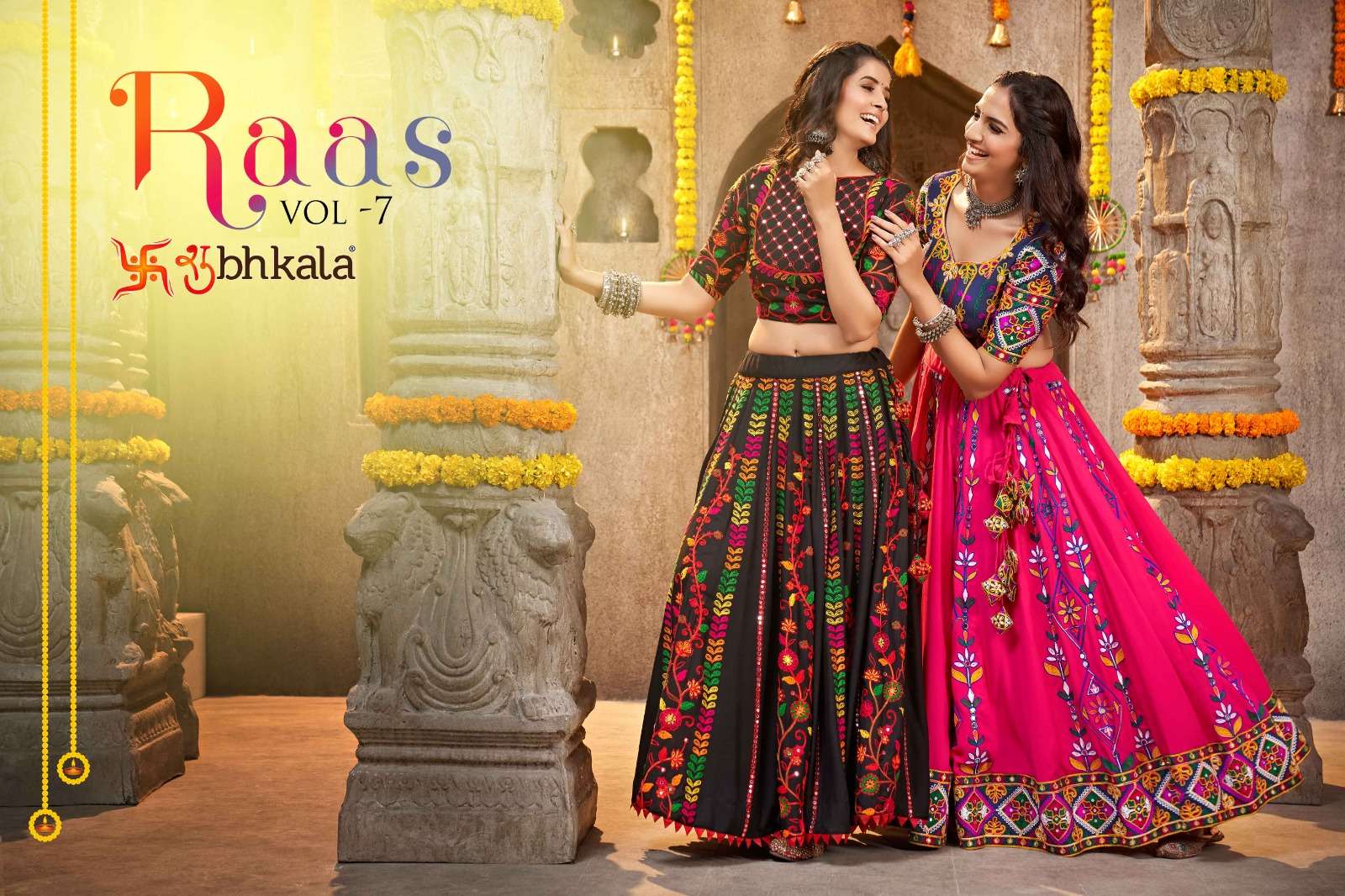 SHUBHKALA PRESENTS RAAS VOL-7 DESIGNER NAVRATRI COLECTION LEHNGHA CHOLI CATALOG WHOLESALER AND EXPORTER IN SURAT 