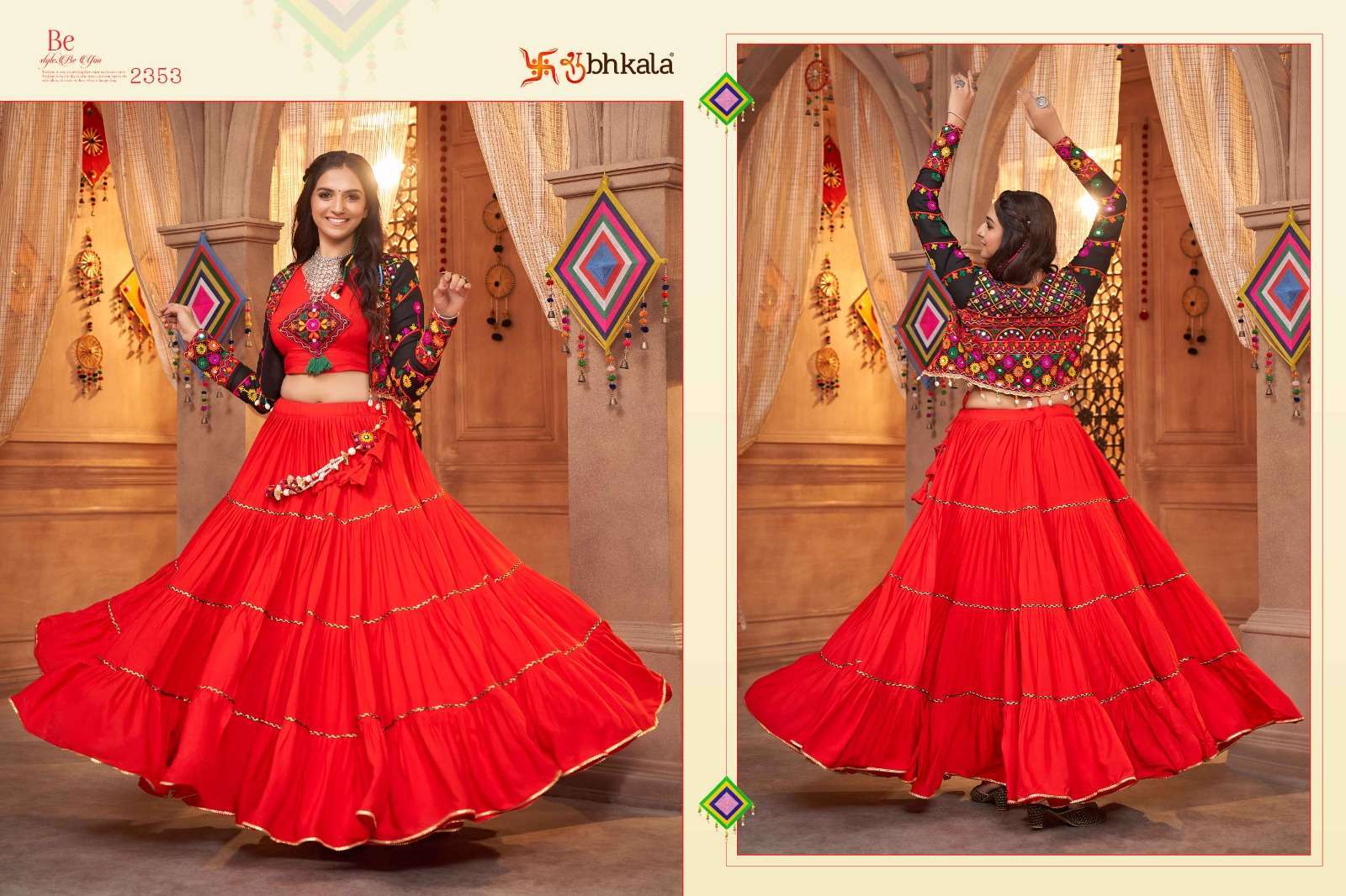 SHUBHKALA PRESENTS RAAS VOL-9 NAVRATRI FESTIVE WEAR READYMADE KOTI STYLE LEHENGA CHOLI CATALOG WHOLESALER AND EXPORTER IN SURAT 