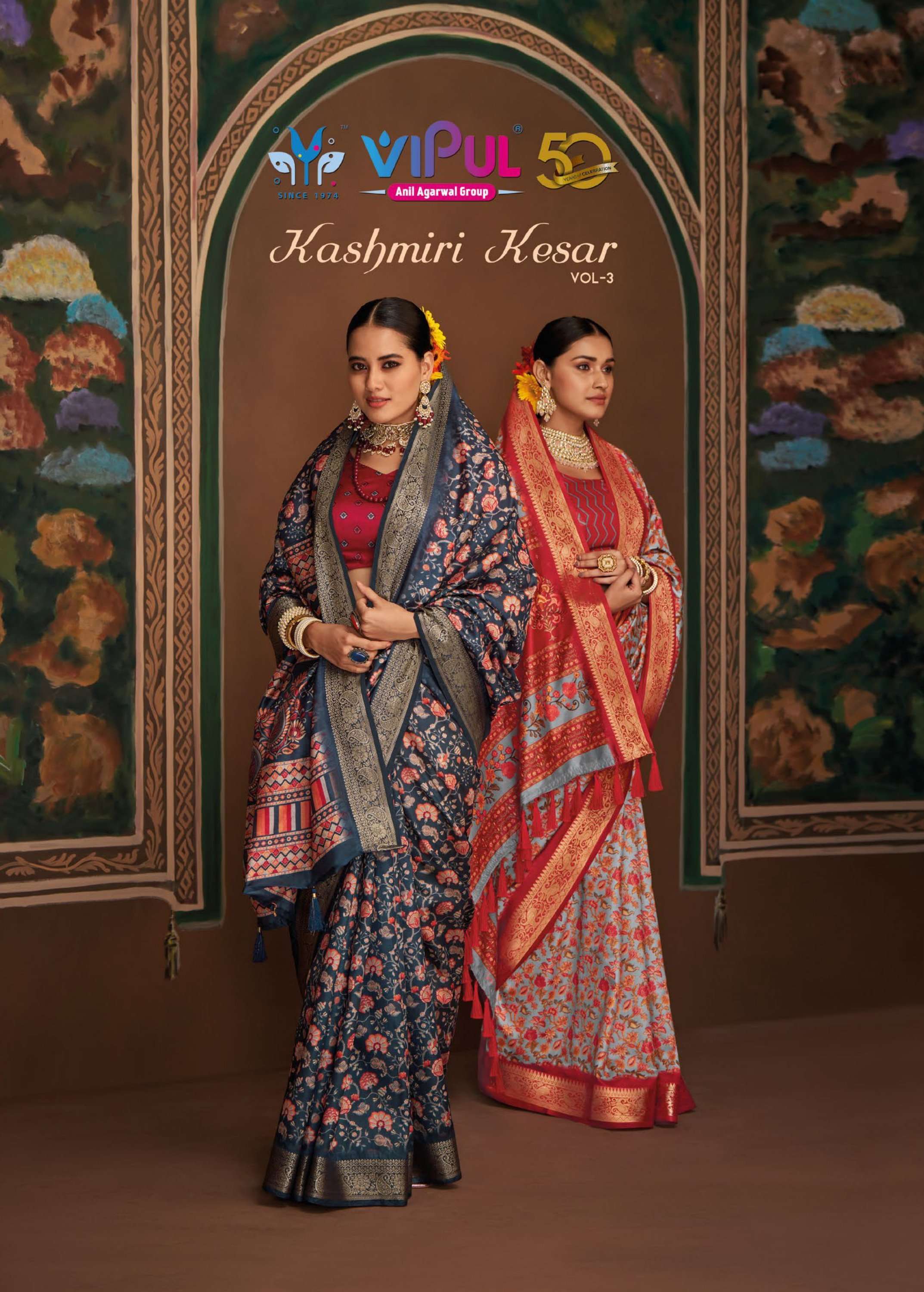 VIPUL PRESENTS KASHMIRI KESAR VOL-3 AMAZING BHAGALPURI SILK SAREE CATALOG WHOLESALER AND EXPORTER IN SURAT 