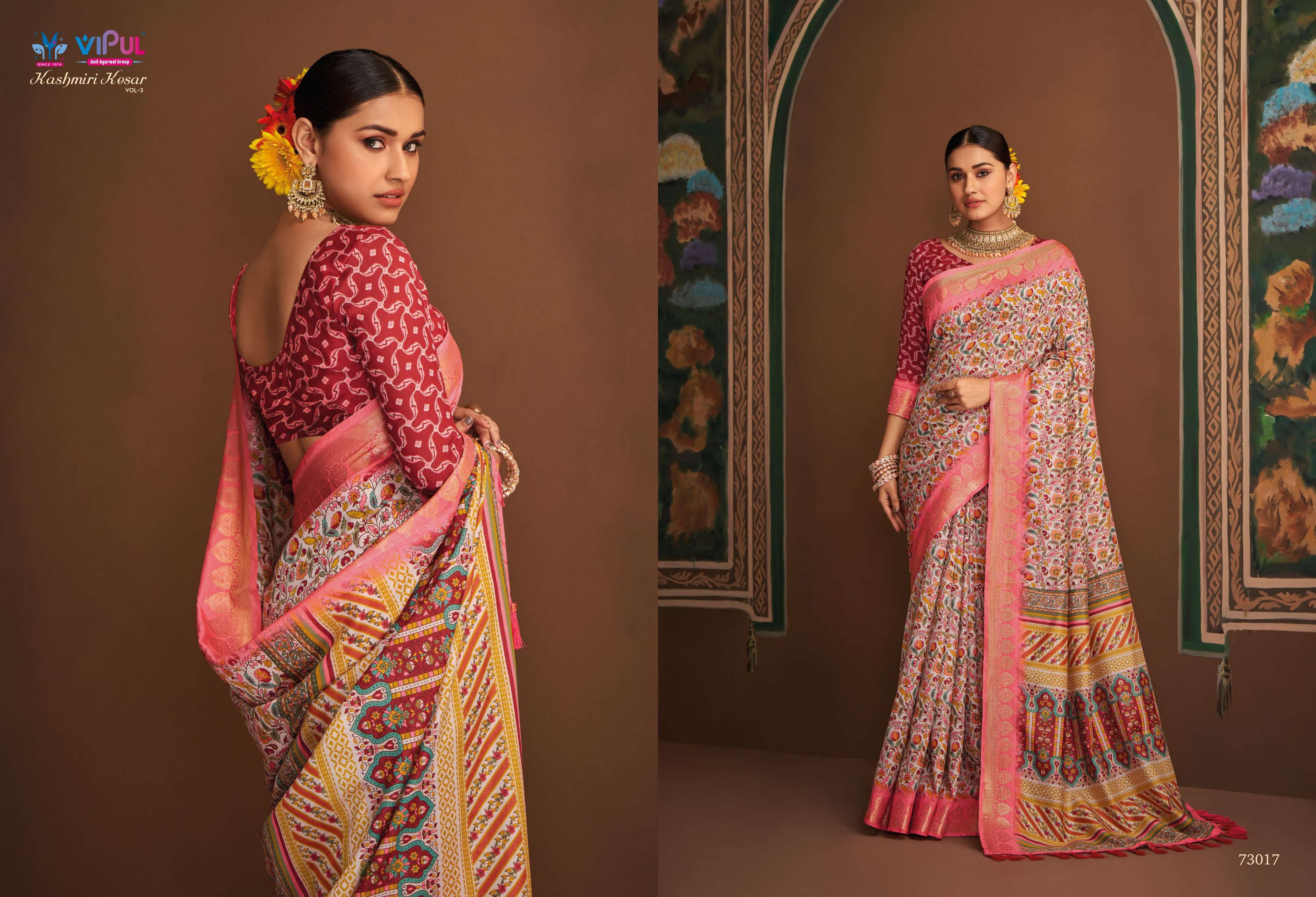 VIPUL PRESENTS KASHMIRI KESAR VOL-3 AMAZING BHAGALPURI SILK SAREE CATALOG WHOLESALER AND EXPORTER IN SURAT 