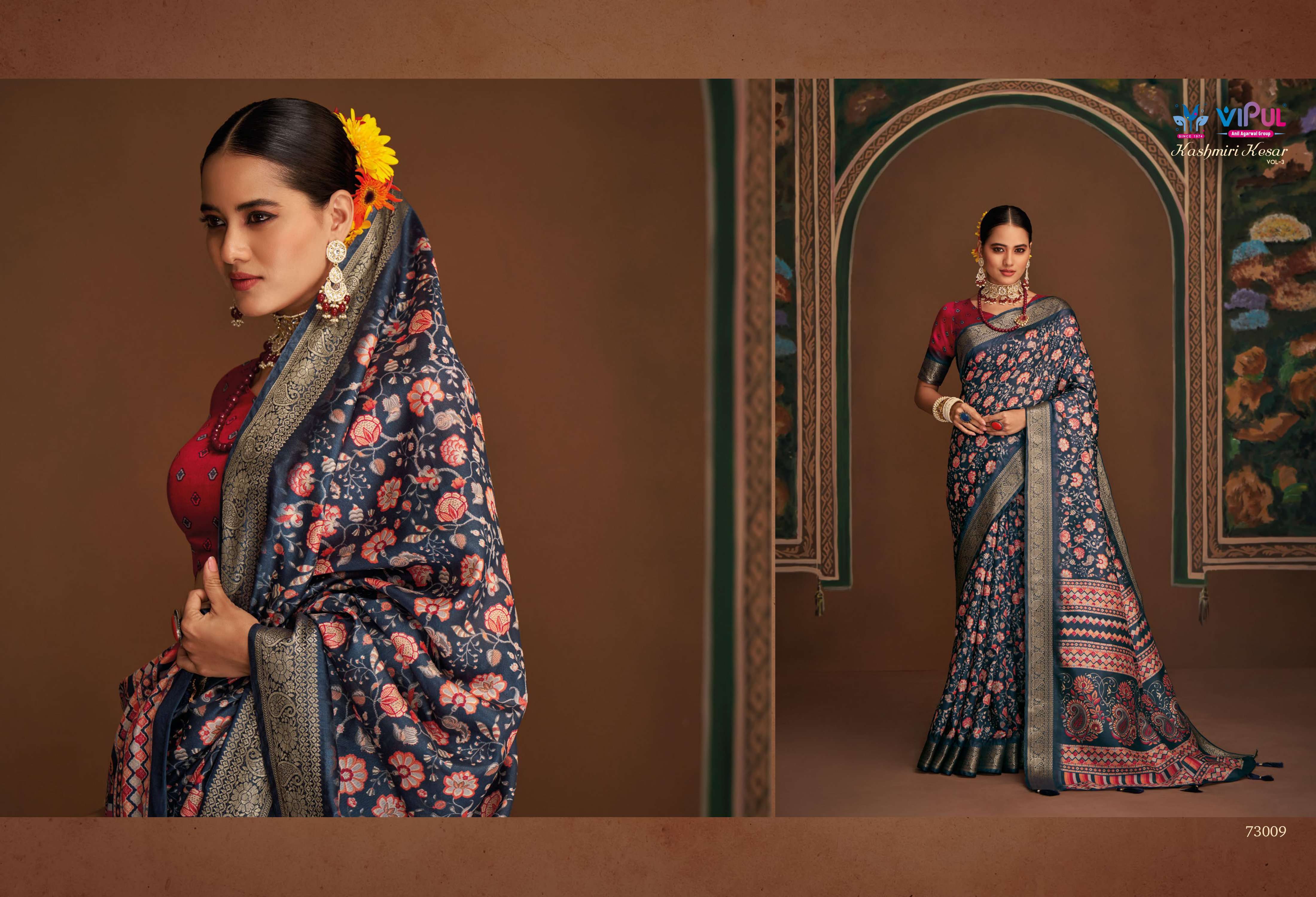 VIPUL PRESENTS KASHMIRI KESAR VOL-3 AMAZING BHAGALPURI SILK SAREE CATALOG WHOLESALER AND EXPORTER IN SURAT 