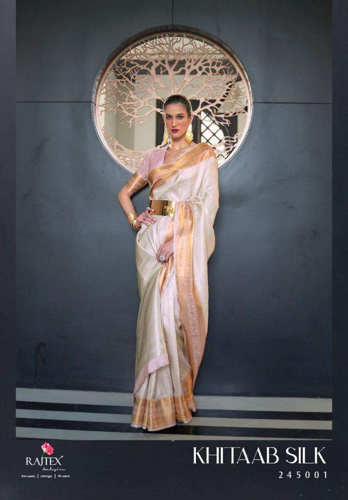 RAJTEX PRESENTS KHITAAB SILK 245001-245006 AMAZING HANDLOOM WEAVING SAREES CATALOG WHOLESALER AND EXPORTER IN SURAT
