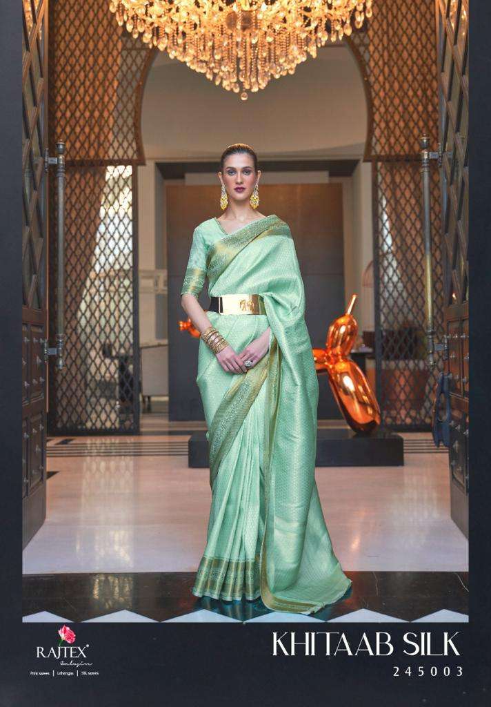 RAJTEX PRESENTS KHITAAB SILK 245001-245006 AMAZING HANDLOOM WEAVING SAREES CATALOG WHOLESALER AND EXPORTER IN SURAT
