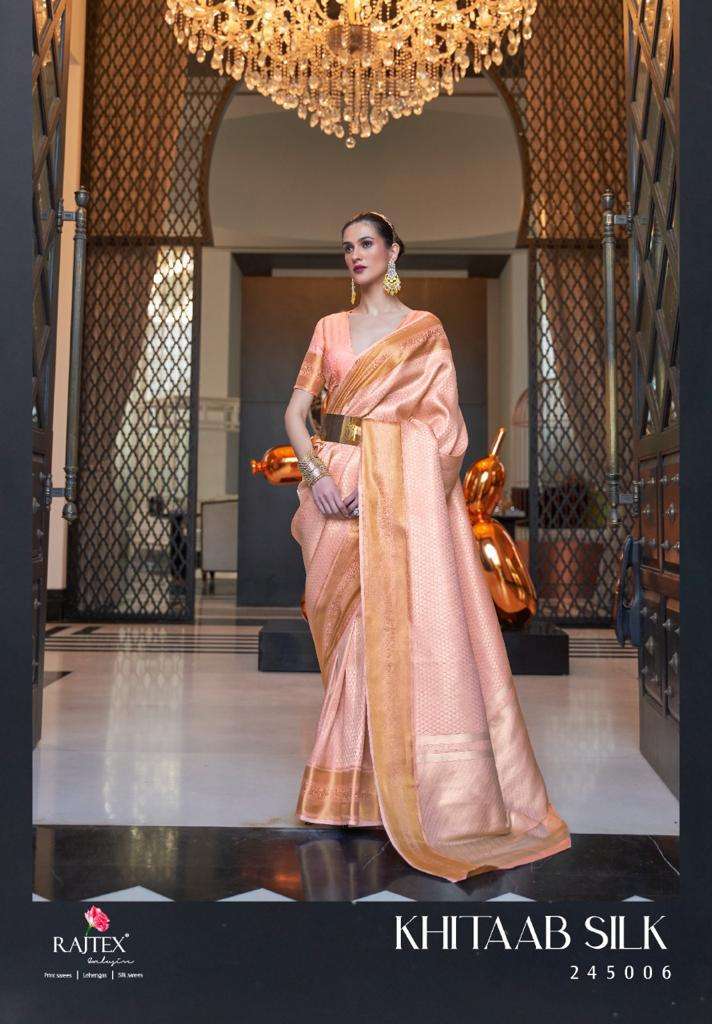 RAJTEX PRESENTS KHITAAB SILK 245001-245006 AMAZING HANDLOOM WEAVING SAREES CATALOG WHOLESALER AND EXPORTER IN SURAT