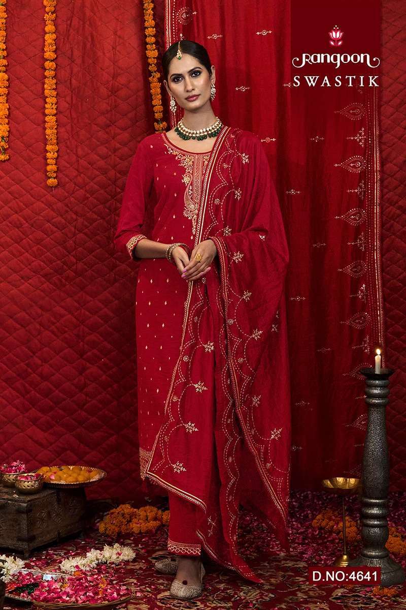 RANGOON PRESENT SWASTIK FESTIVE WEAR READYMADE SALWAR SUITS CATALOG WHOLESALER AND EXPORTER IN SURAT