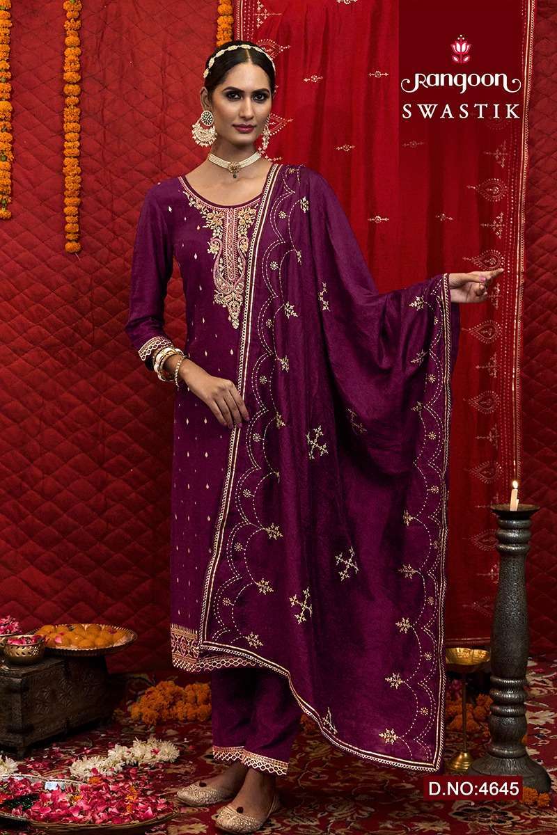 RANGOON PRESENT SWASTIK FESTIVE WEAR READYMADE SALWAR SUITS CATALOG WHOLESALER AND EXPORTER IN SURAT