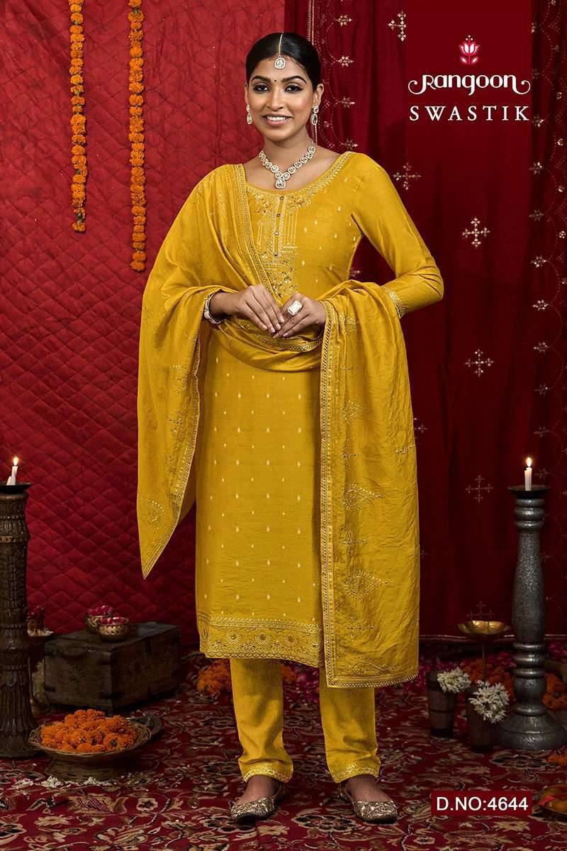 RANGOON PRESENT SWASTIK FESTIVE WEAR READYMADE SALWAR SUITS CATALOG WHOLESALER AND EXPORTER IN SURAT