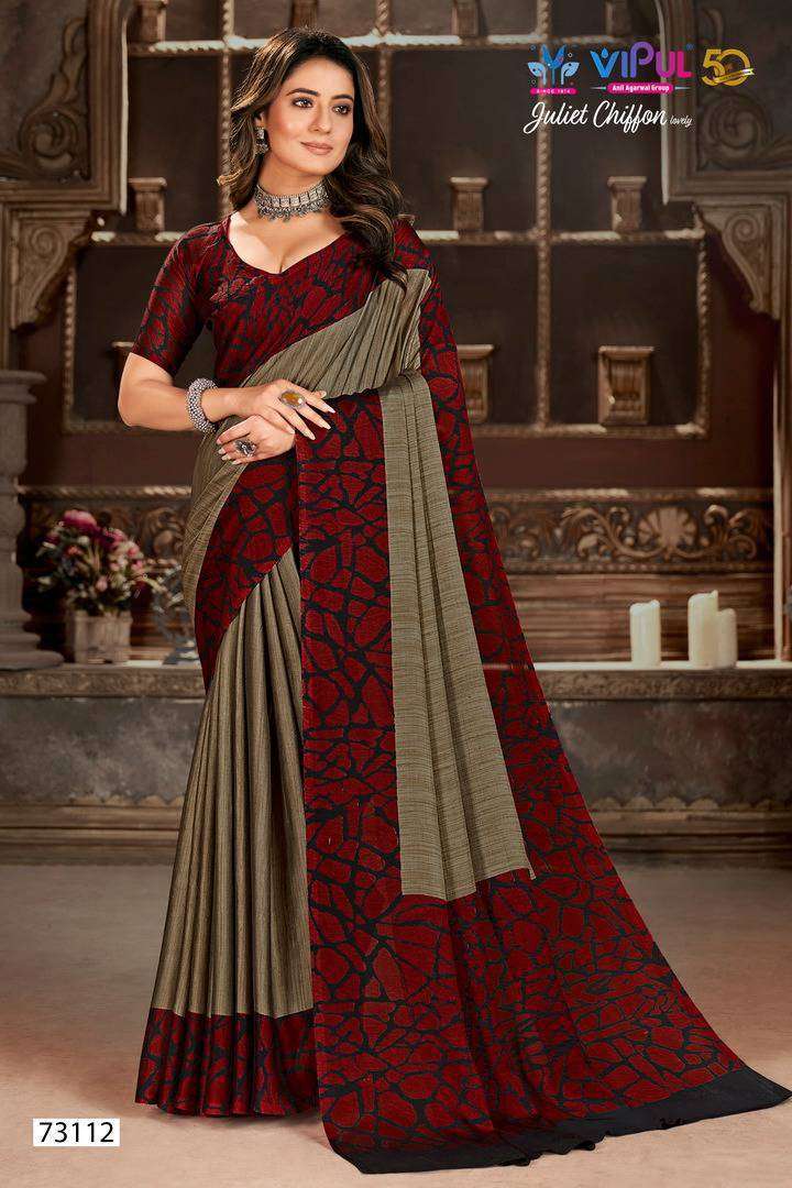 Vipul Presents Juliet Chiffon Lovely Festive Collection Fancy Chiffon Saree Catalog Wholesaler and Exporter 