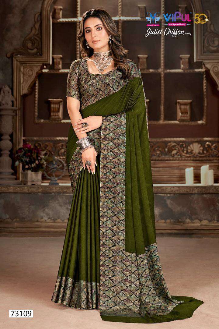 Vipul Presents Juliet Chiffon Lovely Festive Collection Fancy Chiffon Saree Catalog Wholesaler and Exporter 