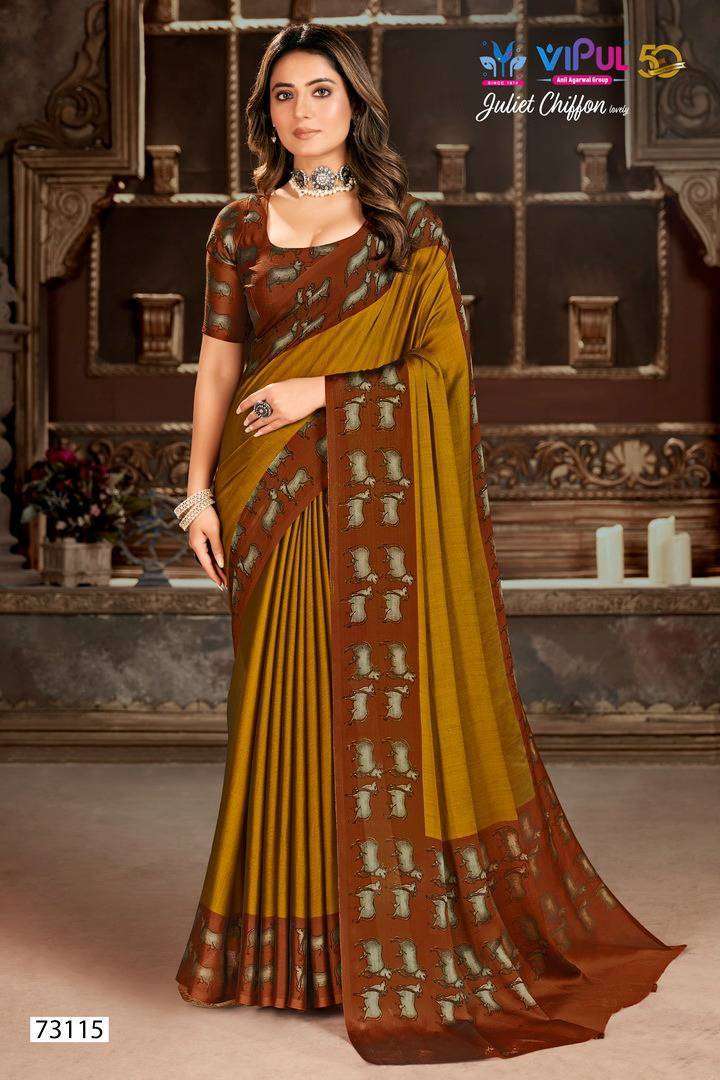 Vipul Presents Juliet Chiffon Lovely Festive Collection Fancy Chiffon Saree Catalog Wholesaler and Exporter 