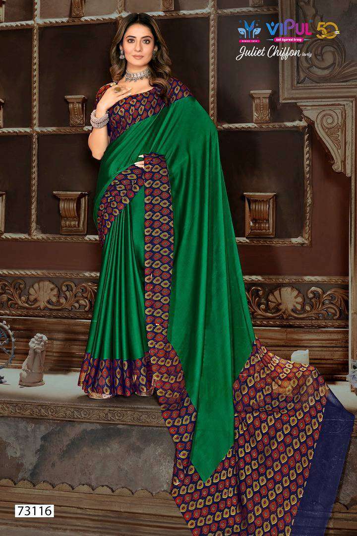Vipul Presents Juliet Chiffon Lovely Festive Collection Fancy Chiffon Saree Catalog Wholesaler and Exporter 