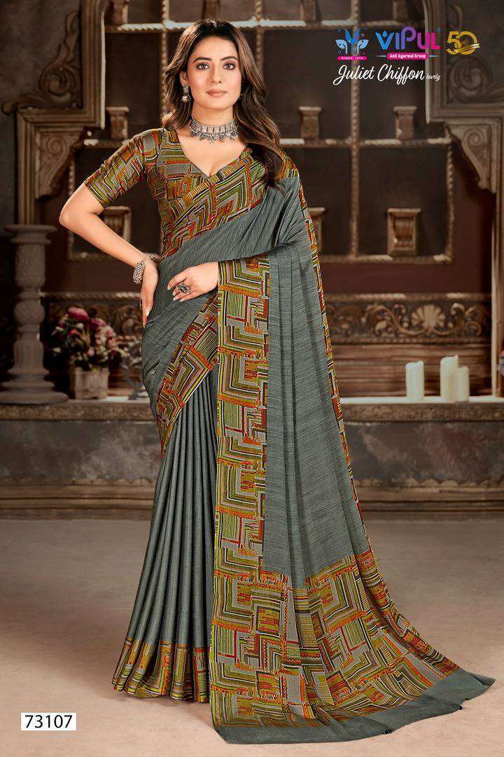 Vipul Presents Juliet Chiffon Lovely Festive Collection Fancy Chiffon Saree Catalog Wholesaler and Exporter 