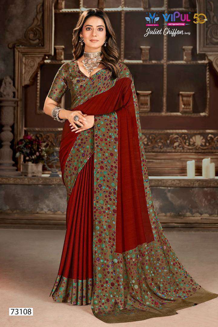 Vipul Presents Juliet Chiffon Lovely Festive Collection Fancy Chiffon Saree Catalog Wholesaler and Exporter 