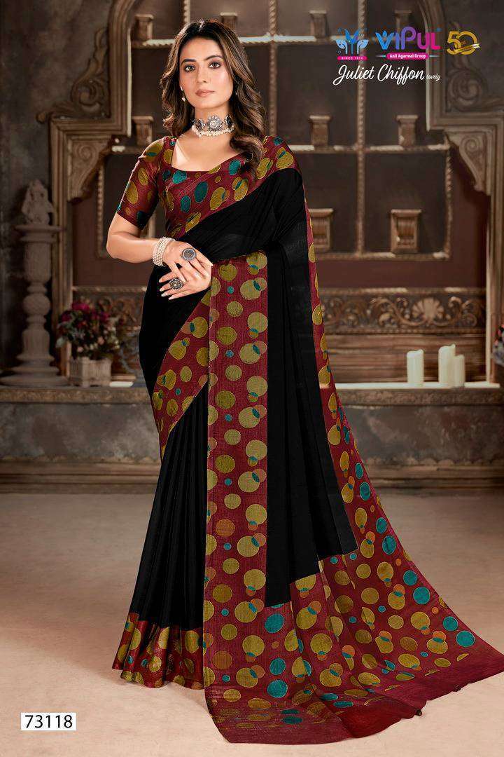 Vipul Presents Juliet Chiffon Lovely Festive Collection Fancy Chiffon Saree Catalog Wholesaler and Exporter 